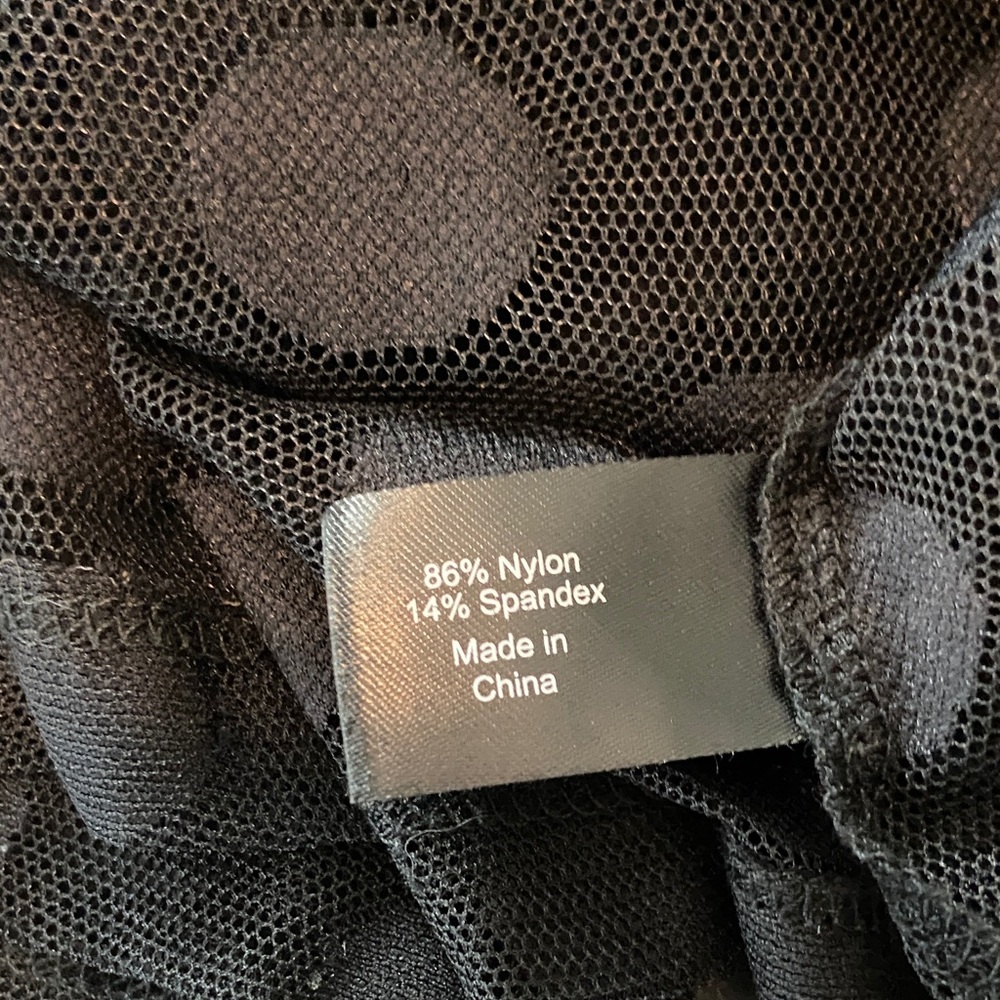 Lane Bryant mesh stretch Black Polka Dot Sheer Blouse 14/16 mock neck - Picture 13 of 13